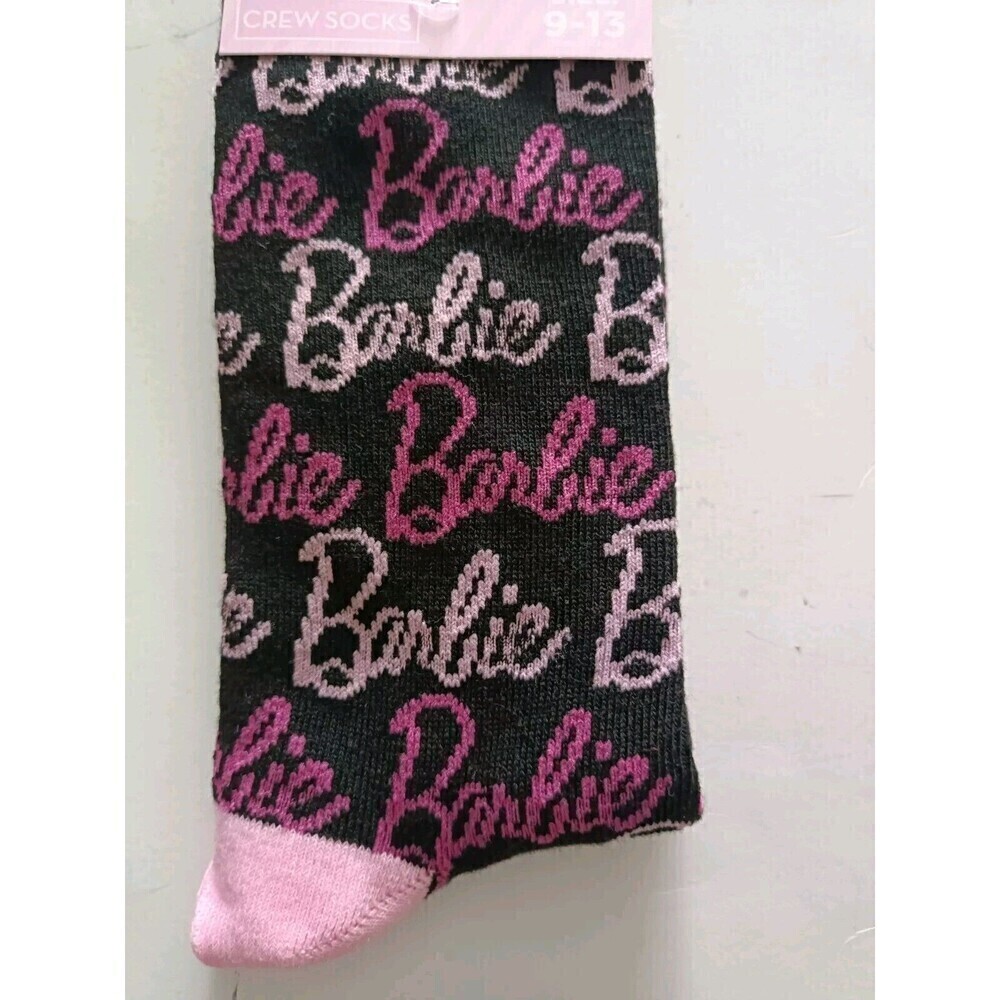 Mattel Barbie Logos Themed Crew Socks 2-Pack Pink Size 9-13 Women New Barbicorel - Picture 4 of 5